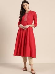 Sangria Women Red Solid Anarkali Kurta