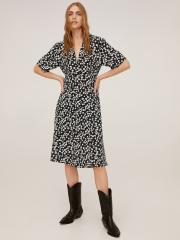 MANGO Women Black & White Printed Shirt Dress