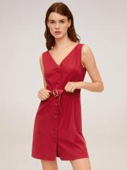 MANGO Women Red Solid A-Line Dress