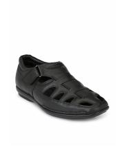 Delize Men Black Leather Sandals