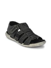 Delize Men Black Leather Sandals