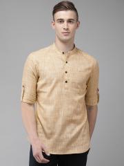 Anouk Men Beige Solid Straight Kurta