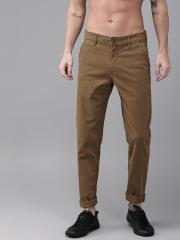 Roadster Men Brown Regular Fit Solid Chinos