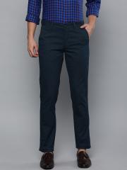 Louis Philippe Sport Men Navy Blue Printed Slim Fit Regular Trousers