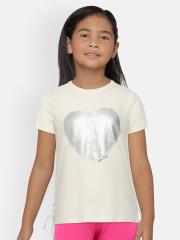 Allen Solly Junior Girls Off-White Printed Top