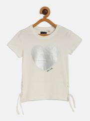 Allen Solly Junior Girls White Printed Top