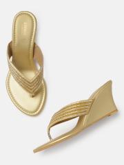 Anouk Women Gold-Toned Embellished Sandals