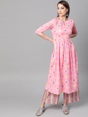 GERUA Women Pink Printed Kurta with Palazzos