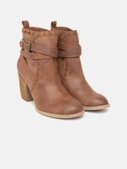 Carlton London Women Brown Solid Heeled Boots