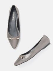 DressBerry Women Charcoal Grey Solid Ballerinas