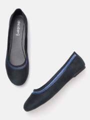 DressBerry Women Navy Blue Solid Ballerinas