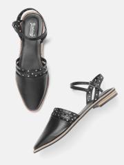 Roadster Women Black Solid Ballerinas With Embellished Detail