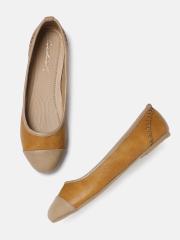 DressBerry Women Beige & Brown Solid Ballerinas