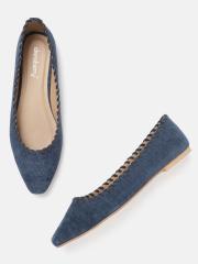 DressBerry Women Navy Blue Solid Ballerinas