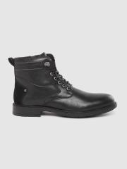 Roadster Men Black Solid Mid-Top Flat Boots