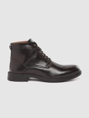 Roadster Men Coffee Brown Solid Mid-Top Flat Boots