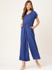 DressBerry Women Blue Solid Basic Jumpsuit