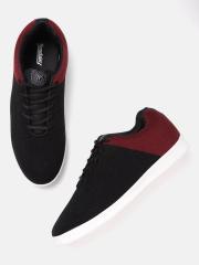 Roadster Men Black & Maroon Colourblocked Sneakers