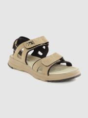 Woodland Men Khaki Leather Comfort Sandals