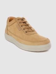 Woodland Men Camel Brown Solid Nubuck Sneakers