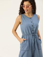 DressBerry Women Blue Solid Basic Jumpsuit