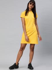 Tommy Hilfiger Women Yellow Solid T-shirt Dress