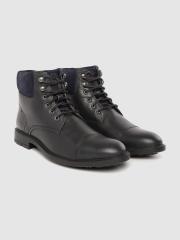 Roadster Men Black Solid Mid-Top Flat Boots