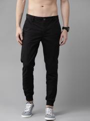 Roadster Men Black Regular Slim Fit Solid Joggers