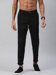 Roadster Men Black Regular Fit Solid Regular Trousers