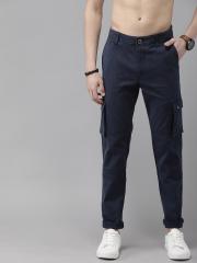 Roadster Men Navy Blue Regular Fit Solid Cargos