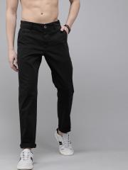 Roadster Men Black Regular Fit Solid Regular Trousers