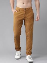 Roadster Men Khaki Regular Fit Solid Chinos