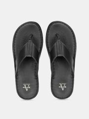 Arrow Men Black Leather Sandals