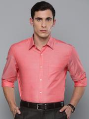 Louis Philippe Men Coral Red Slim Fit Solid Formal Shirt