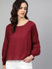 Roadster Women Maroon Solid Top