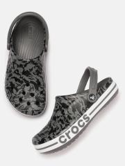 Crocs Unisex Grey & Black Printed Bayaband Seasonal Clogs