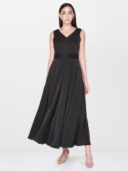 AND Women Black Solid Maxi Dress with Embellished Detail