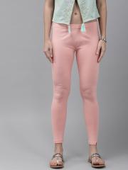 W Women Pink Solid Leggings