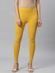 W Women Mustard Yellow Solid Leggings