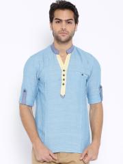 Freehand Men Blue Solid Short Kurta