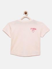 Puma Girls Pink Solid Round Neck T-shirt