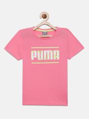 Puma Girls Pink Printed Round Neck T-shirt