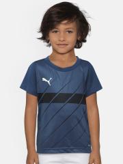 Puma Boys Blue Printed Round Neck T-shirt