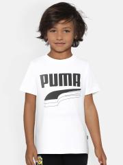 Puma Boys White Printed Round Neck T-shirt