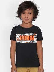 Puma Boys Black Printed T-shirt