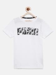 Puma Boys White Printed Round Neck T-shirt