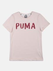 Puma Girls Pink Printed Round Neck T-shirt