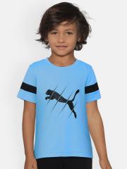 Puma Boys Blue Printed Round Neck T-shirt