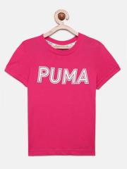 Puma Girls Pink Printed Round Neck T-shirt