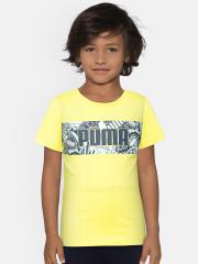 Puma Boys Yellow Printed T-shirt